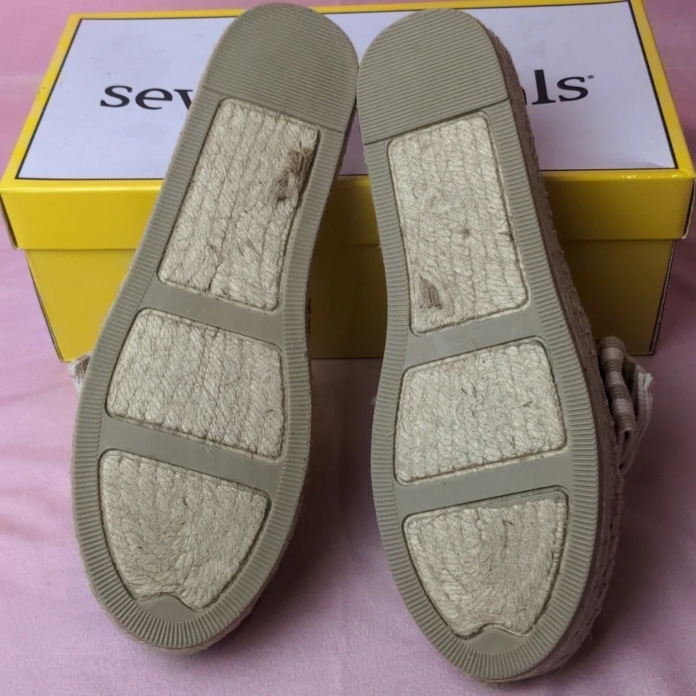 Seven Dials Wagner Beige Striped Neutral Summer Espadrille Sandals size 8.5